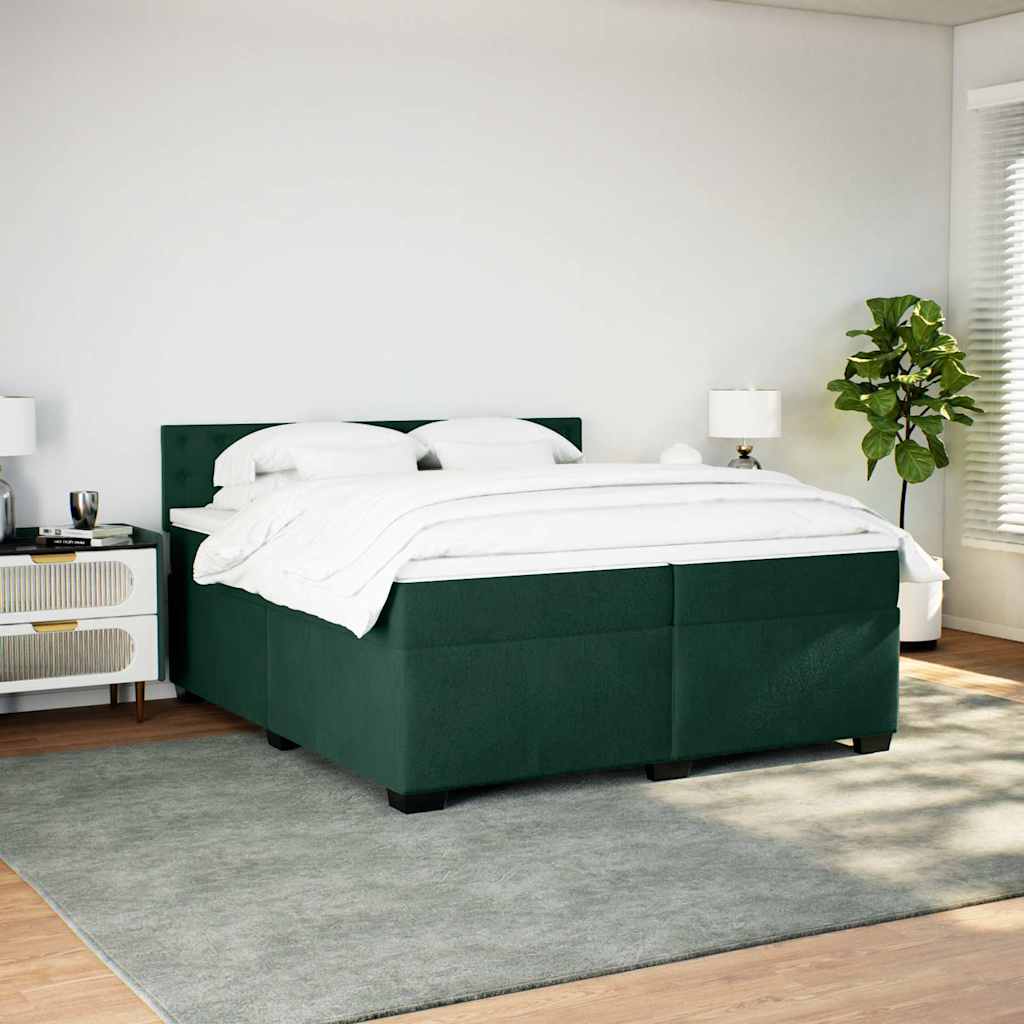 vidaXL Boxspring met matras fluweel donkergroen 200x200 cm groen, foto 2