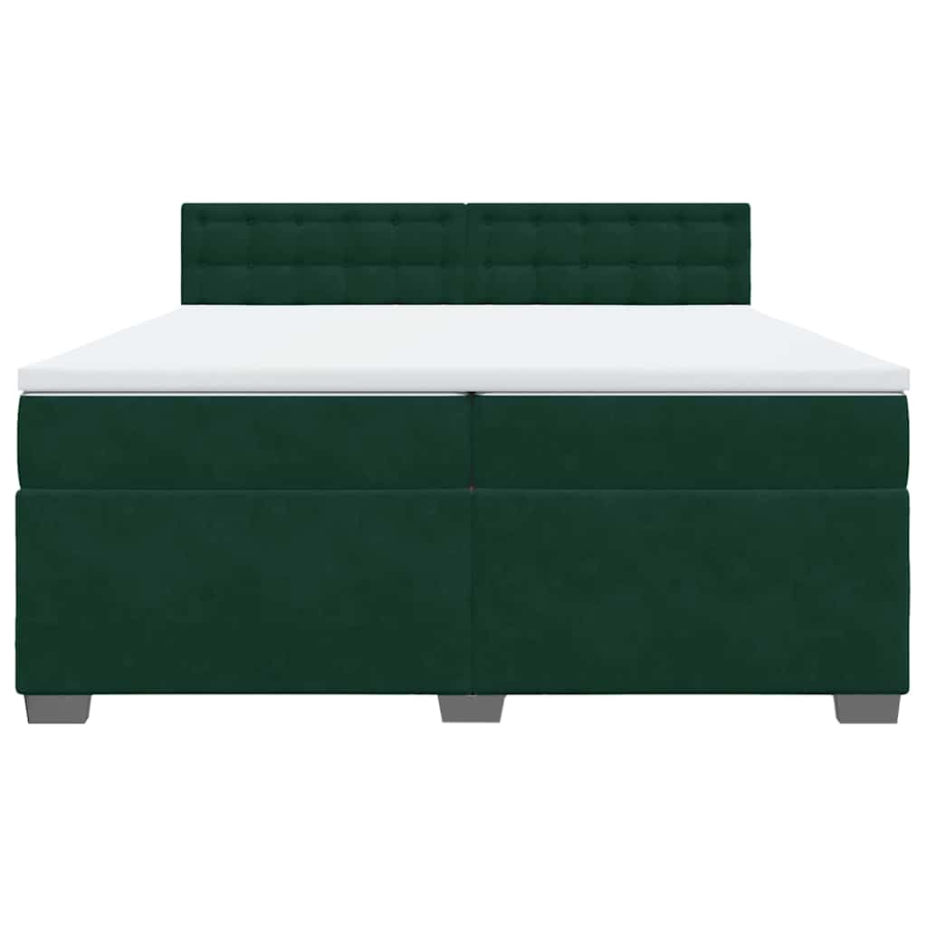 vidaXL Boxspring met matras fluweel donkergroen 200x200 cm groen, foto 4