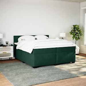 Box spring postel s matrací tmavě zelená 200x200 cm samet - obrázek 3
