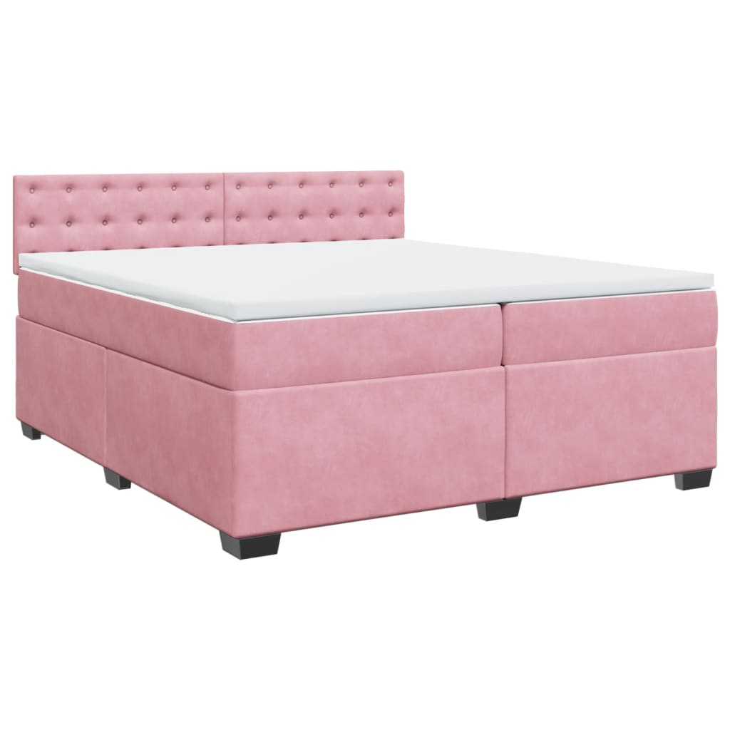 vidaXL Boxspring met matras fluweel roze 200x200 cm, foto 3