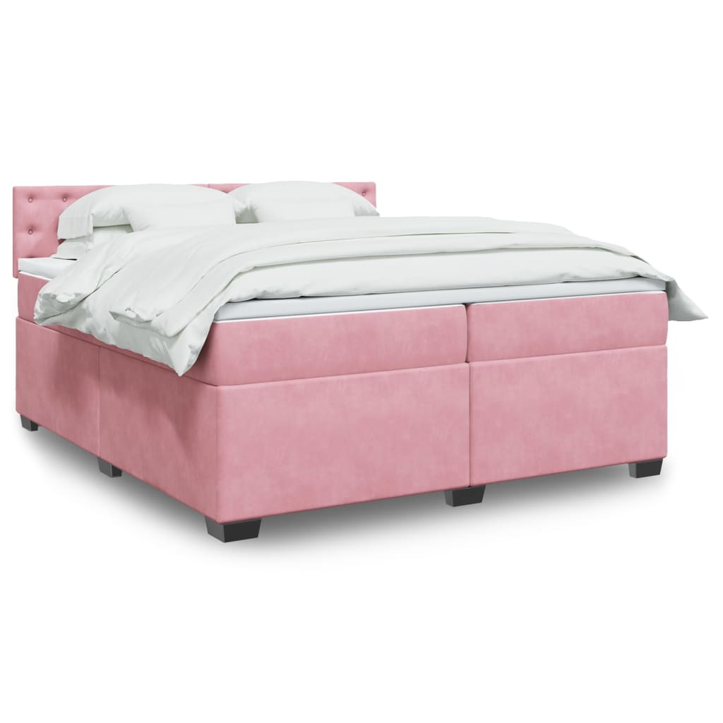 Boxspringbett mit Matratze Rosa 200×200 cm Samt