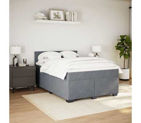 vidaXL Box Spring Bed with Mattress Dark Grey Double Velvet