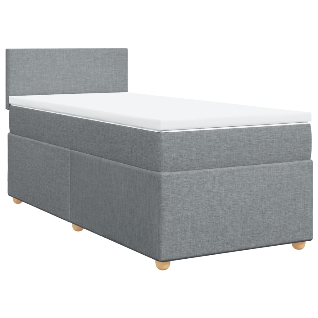 vidaXL Boxspring met matras stof lichtgrijs 80x200 cm grijs, foto 3