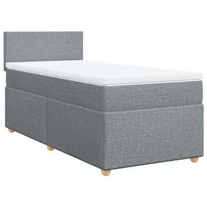 Box spring postel s matrací světle šedá 80 x 200 cm textil - obrázek 2