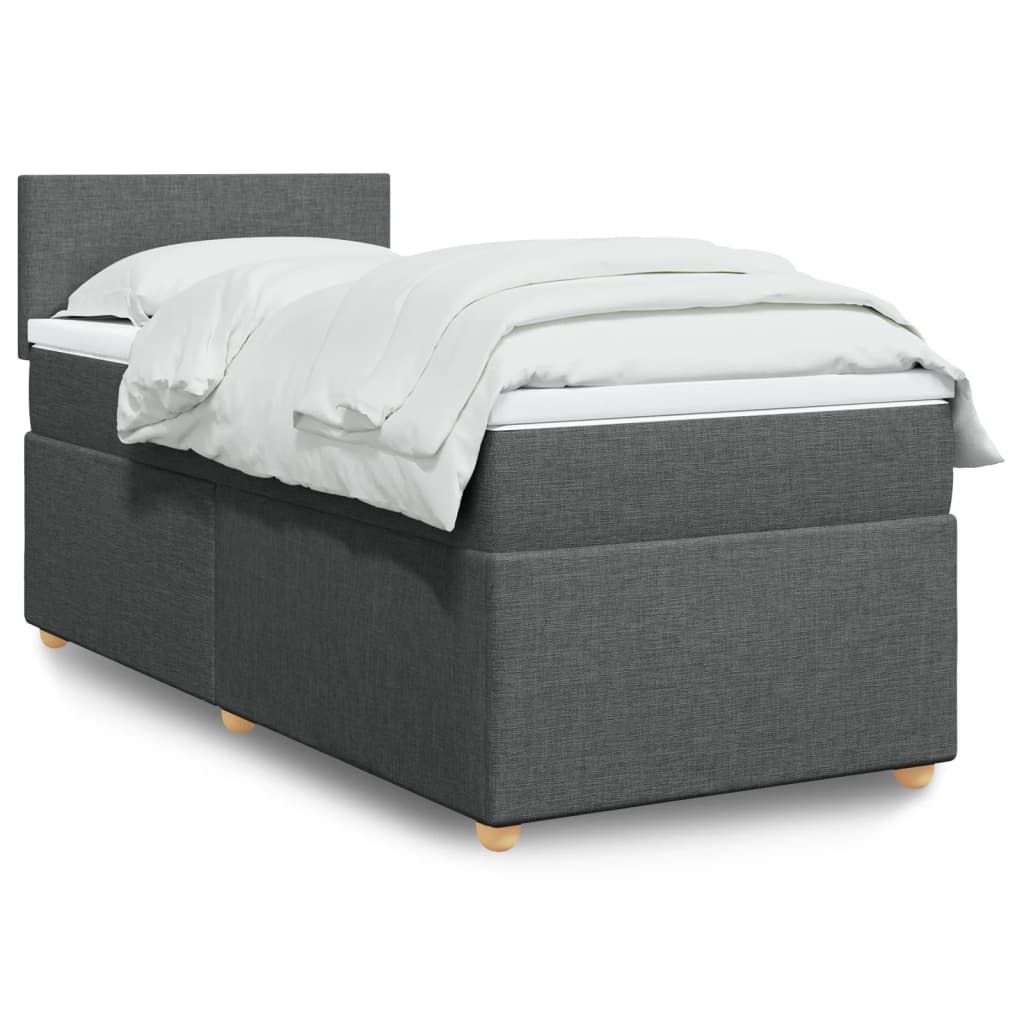 vidaXL Boxspringbett mit Matratze Dunkelgrau 80x200 cm Stoff