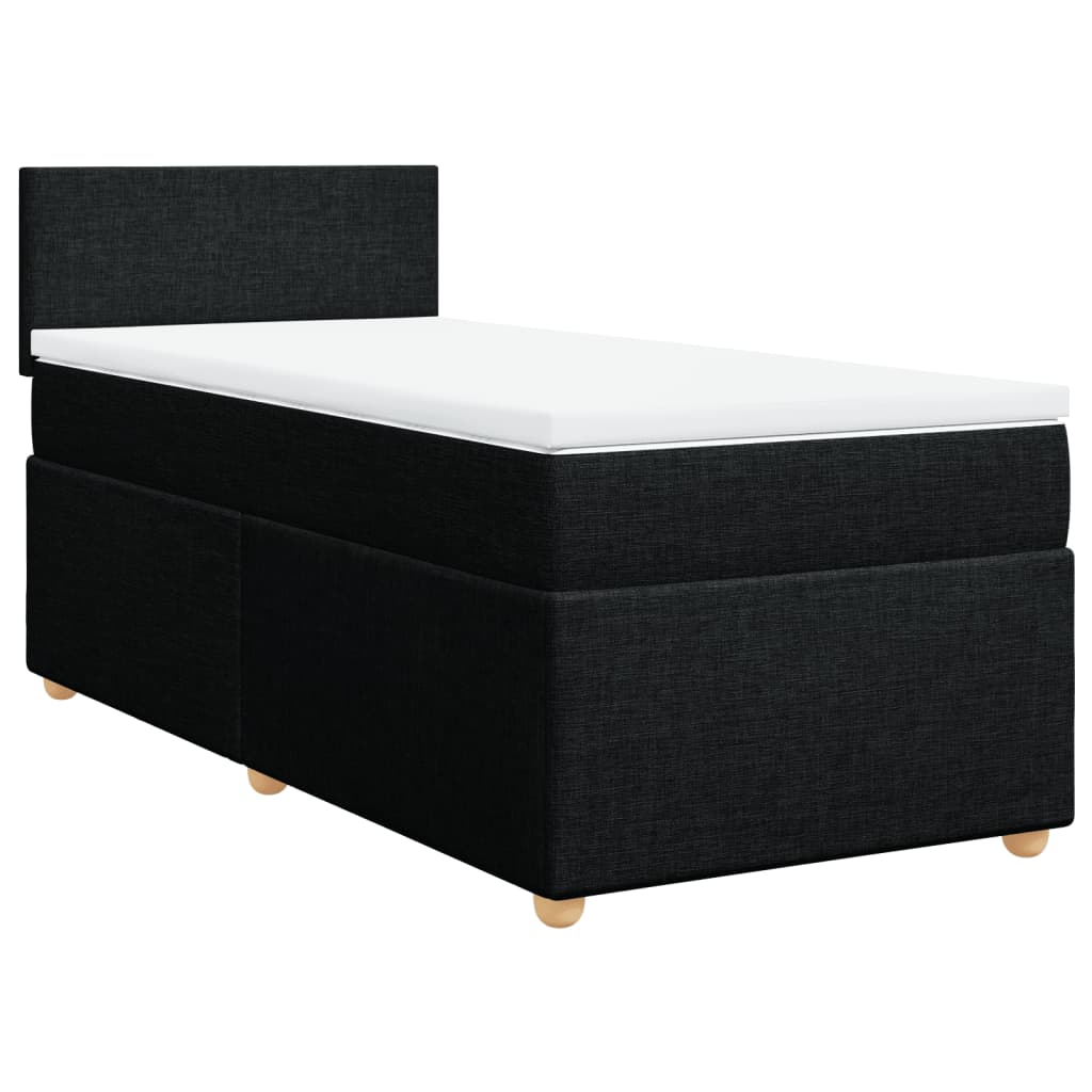 vidaXL Pat box spring cu saltea, negru, 80x200 cm, textil