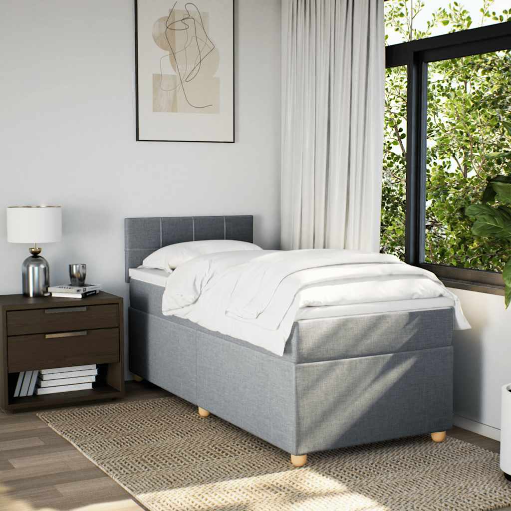 vidaXL Boxspring met matras stof lichtgrijs 80x200 cm afbeelding