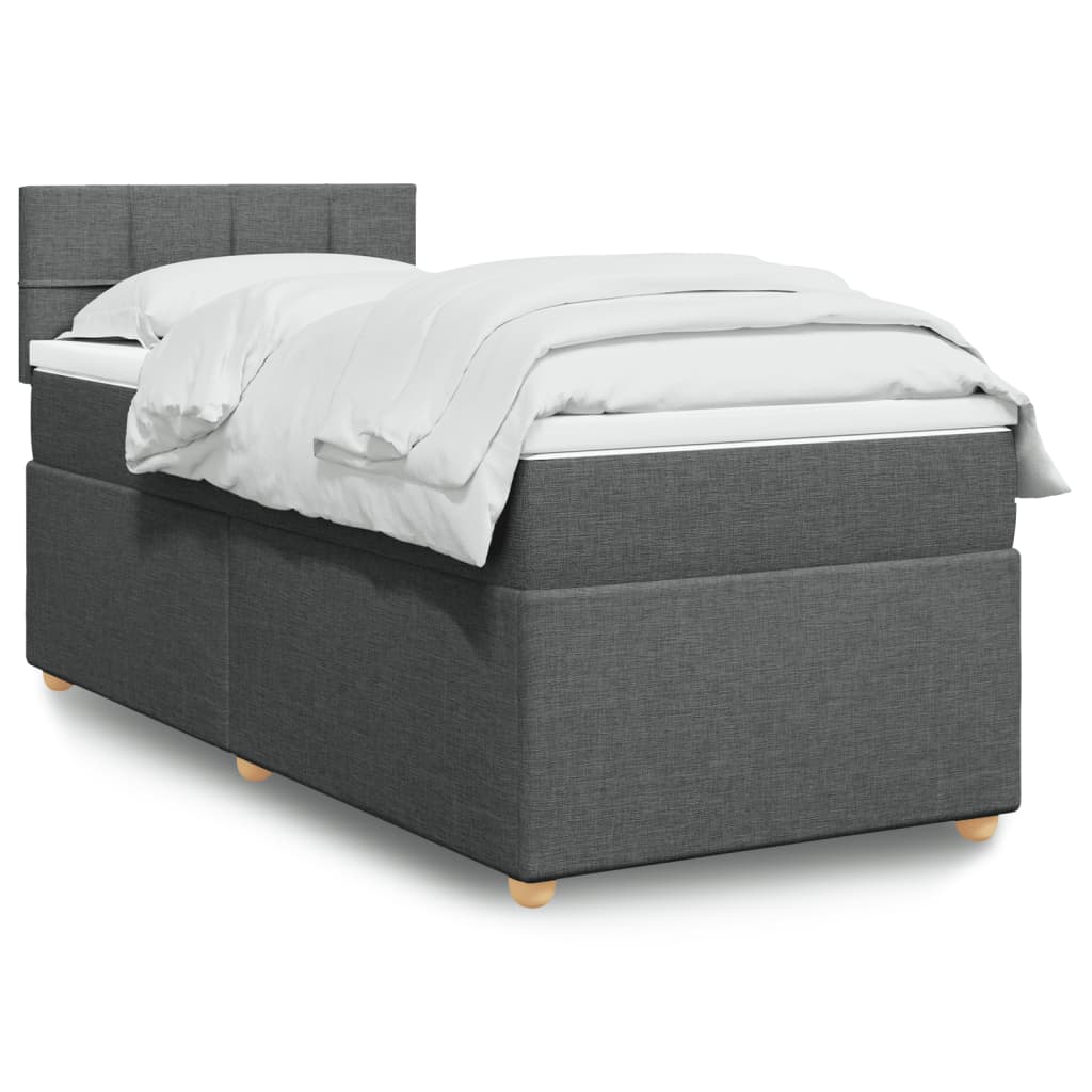 vidaXL Boxspringbett mit Matratze Dunkelgrau 80x200 cm Stoff