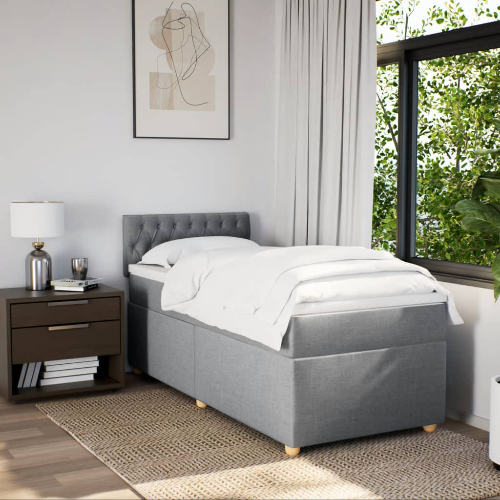 vidaXL Boxspring met matras stof lichtgrijs 80x200 cm grijs, foto 2