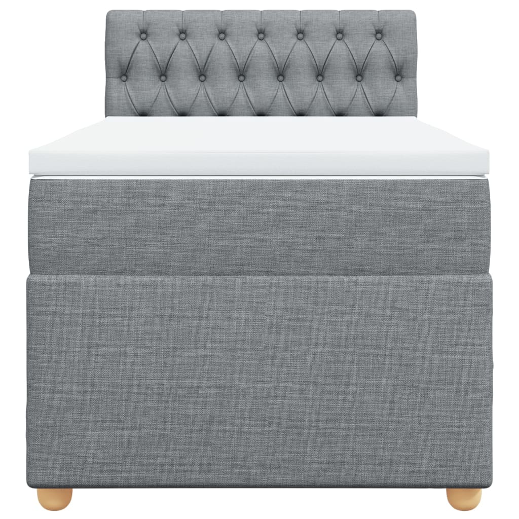 vidaXL Boxspring met matras stof lichtgrijs 80x200 cm grijs, foto 4