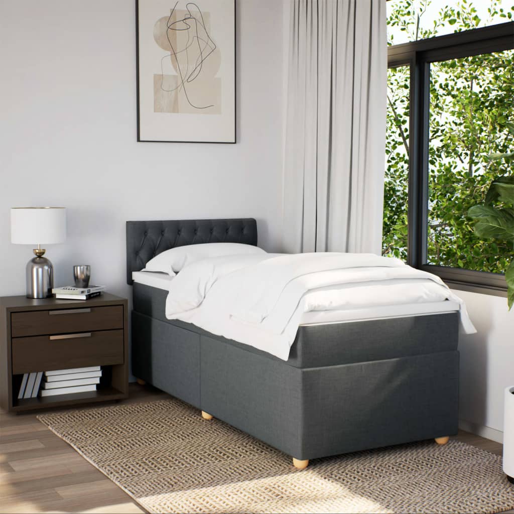 vidaXL Boxspring met matras stof donkergrijs 80x200 cm grijs, foto 2