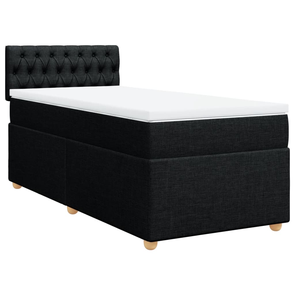 vidaXL Pat box spring cu saltea, negru, 80x200 cm, textil