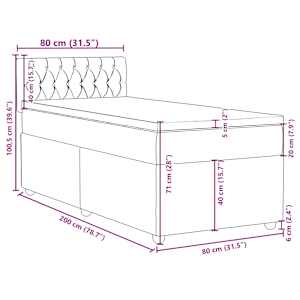 Box spring postelja z vzmetnico temno rjava 80x200 cm blago - slika 13