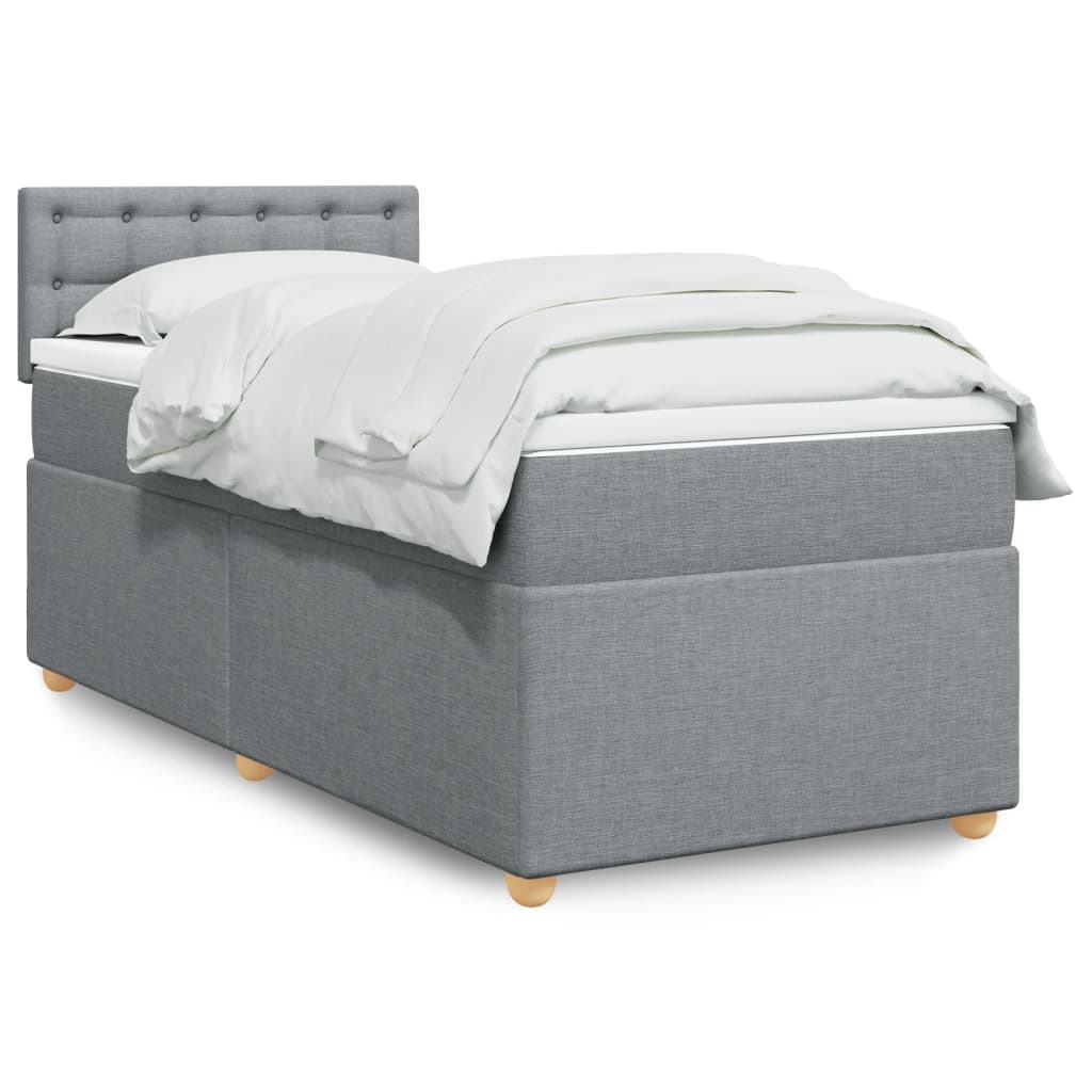 Boxspringbett mit Matratze Hellgrau 80×200 cm Stoff