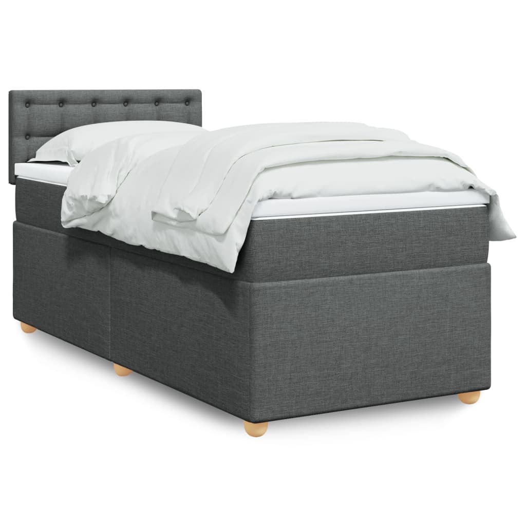 vidaXL Boxspringbett mit Matratze Dunkelgrau 80x200 cm Stoff