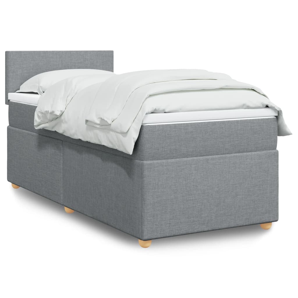 Boxspringbett mit Matratze Hellgrau 90×190 cm Stoff