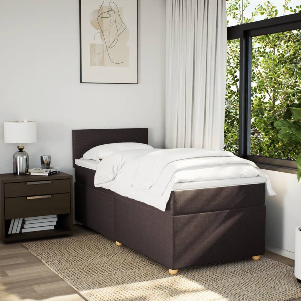 vidaXL Boxspring met matras stof donkerbruin 90x190 cm bruin, foto 2