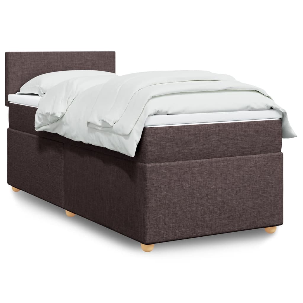 Boxspringbett mit Matratze Dunkelbraun 90×190 cm Stoff