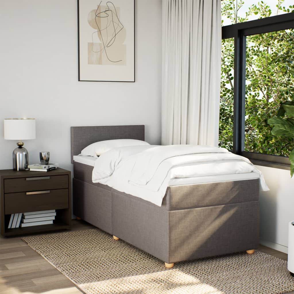 vidaXL Boxspring met matras stof taupe 90x190 cm afbeelding