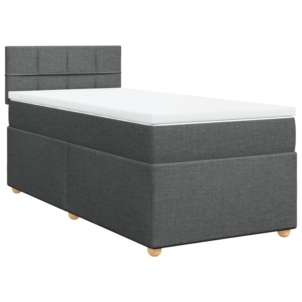vidaXL Pat box spring cu saltea, gri închis, 90x190 cm, textil