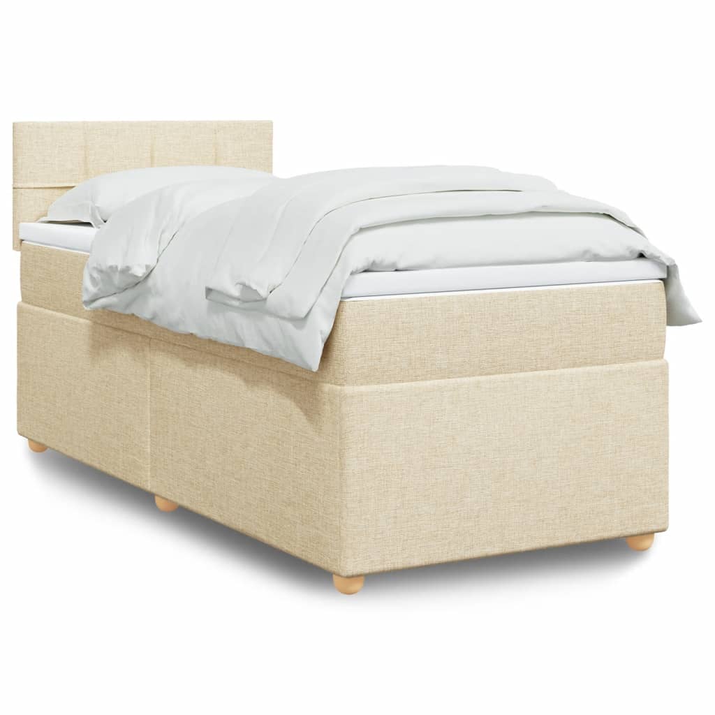 Boxspringbett mit Matratze Creme 90×190 cm Stoff