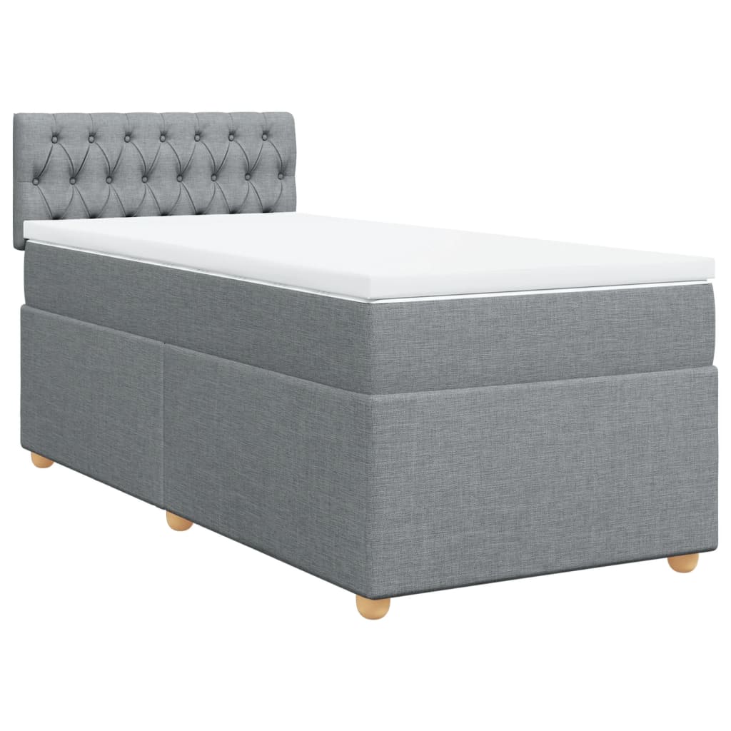 vidaXL Box spring postel s matrací světle šedá 90x190 cm textil