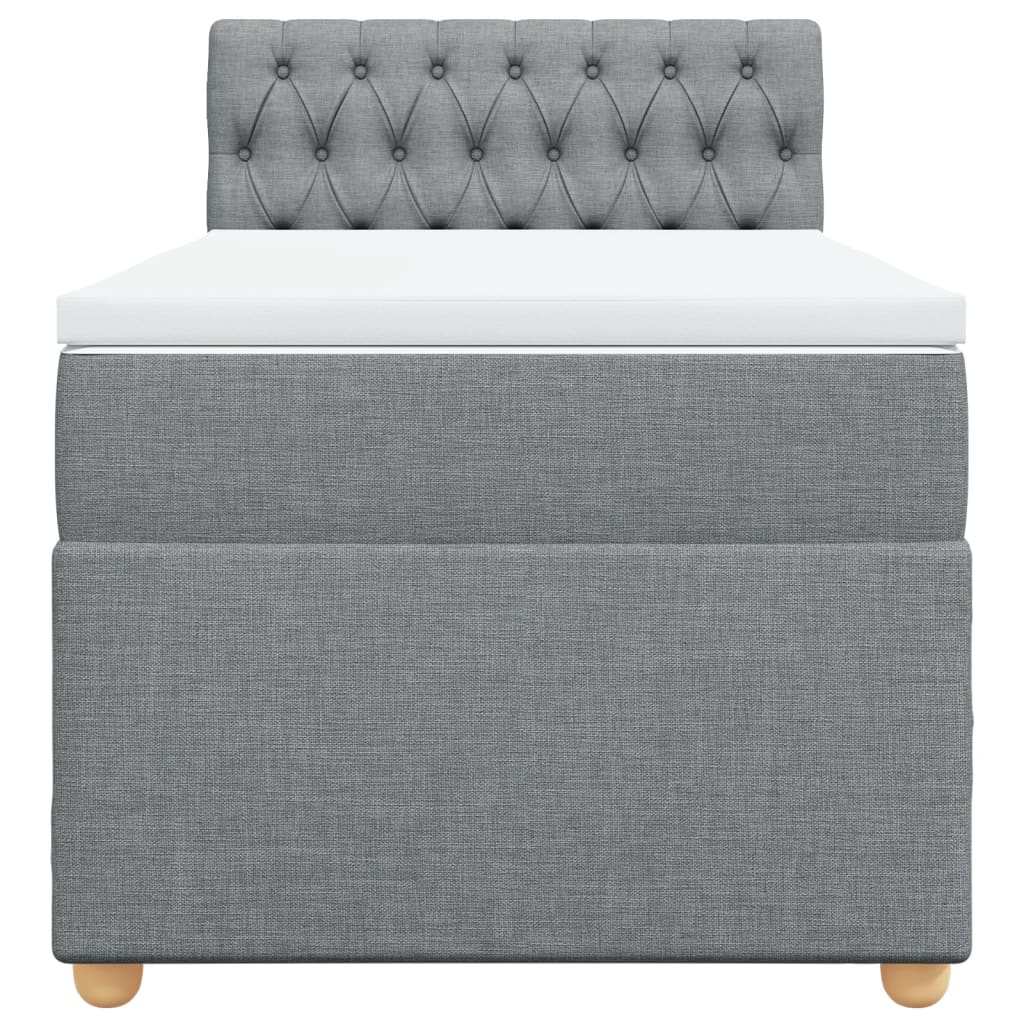 vidaXL Boxspring met matras stof lichtgrijs 90x190 cm grijs, foto 4
