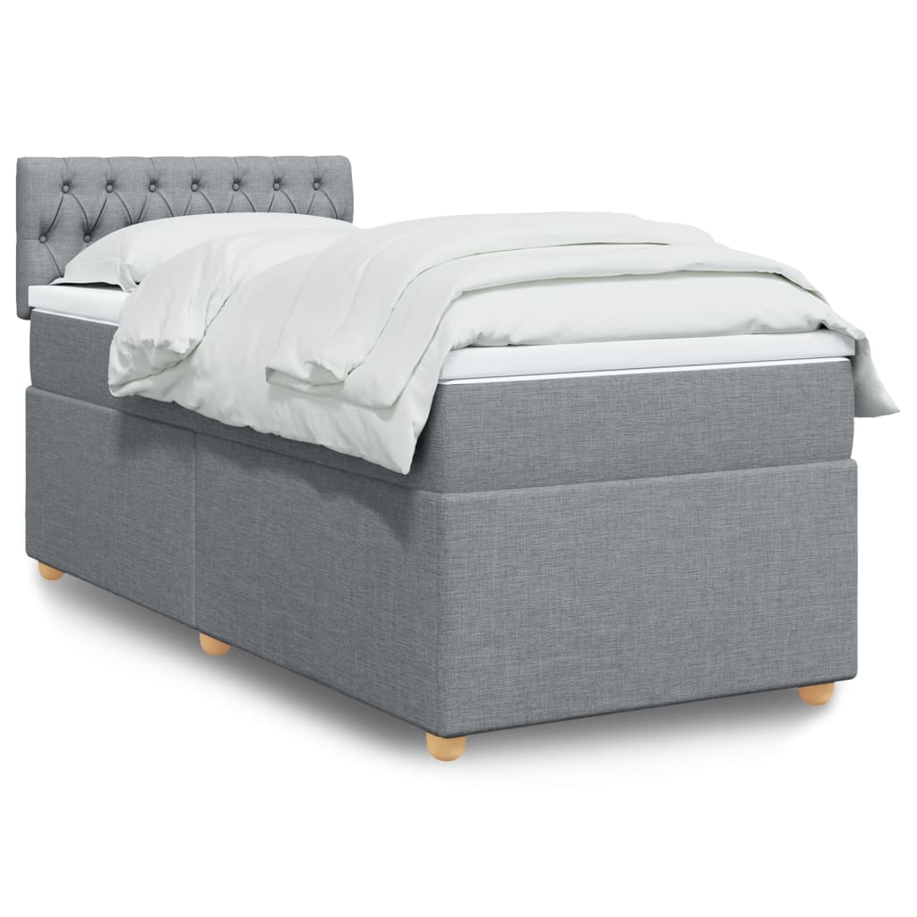 Boxspringbett mit Matratze Hellgrau 90×190 cm Stoff