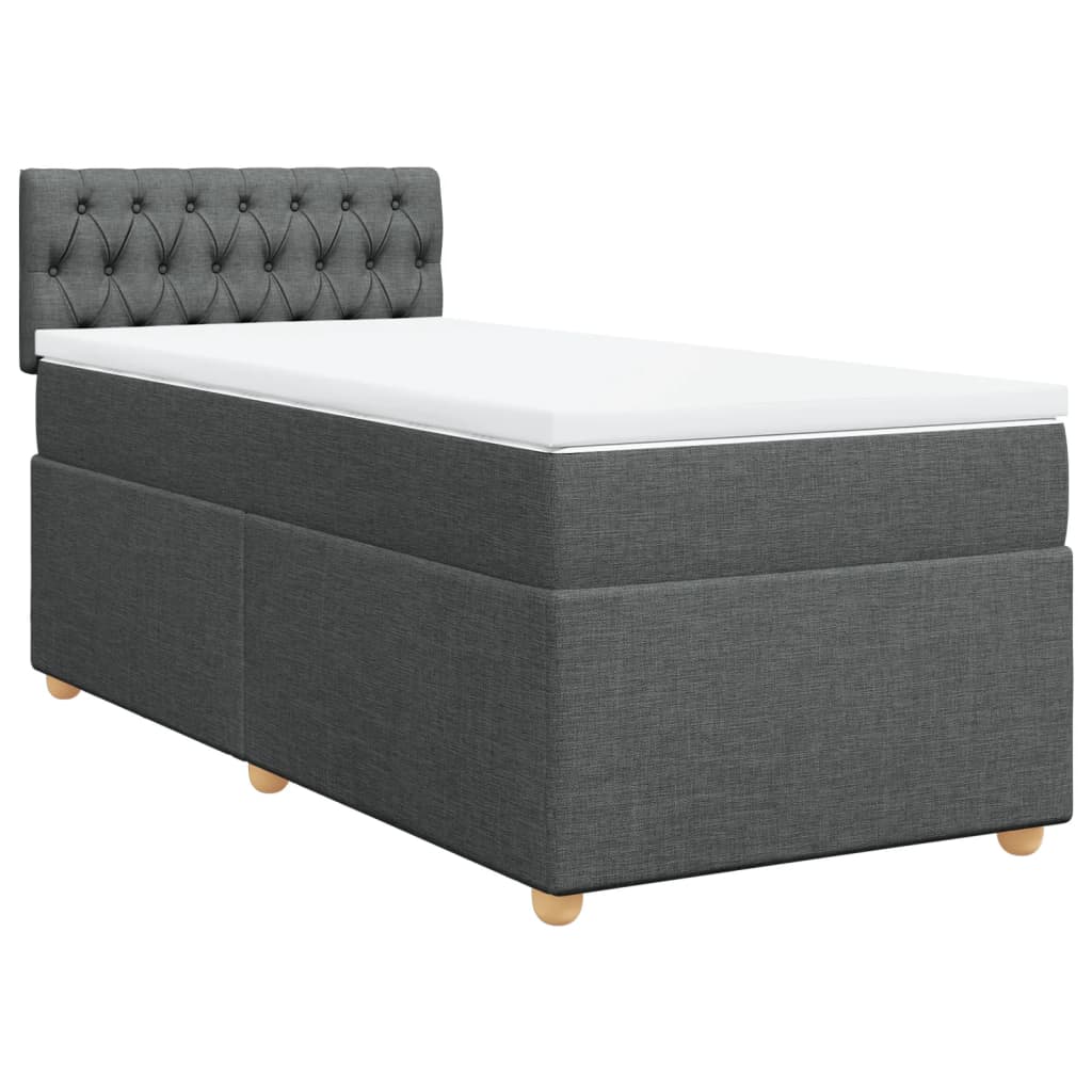 vidaXL Pat box spring cu saltea, gri închis, 90x190 cm, textil