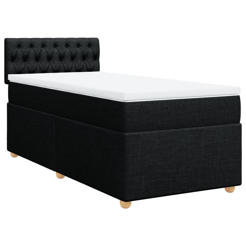 vidaXL Pat box spring cu saltea, negru, 90x190 cm, textil