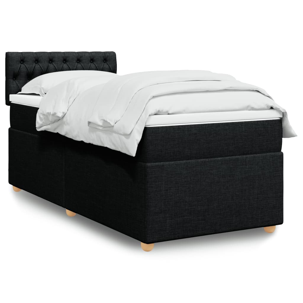 Kontinentalseng Med Madras Stof Sort - Med pynteknapper / 90 x 190 cm