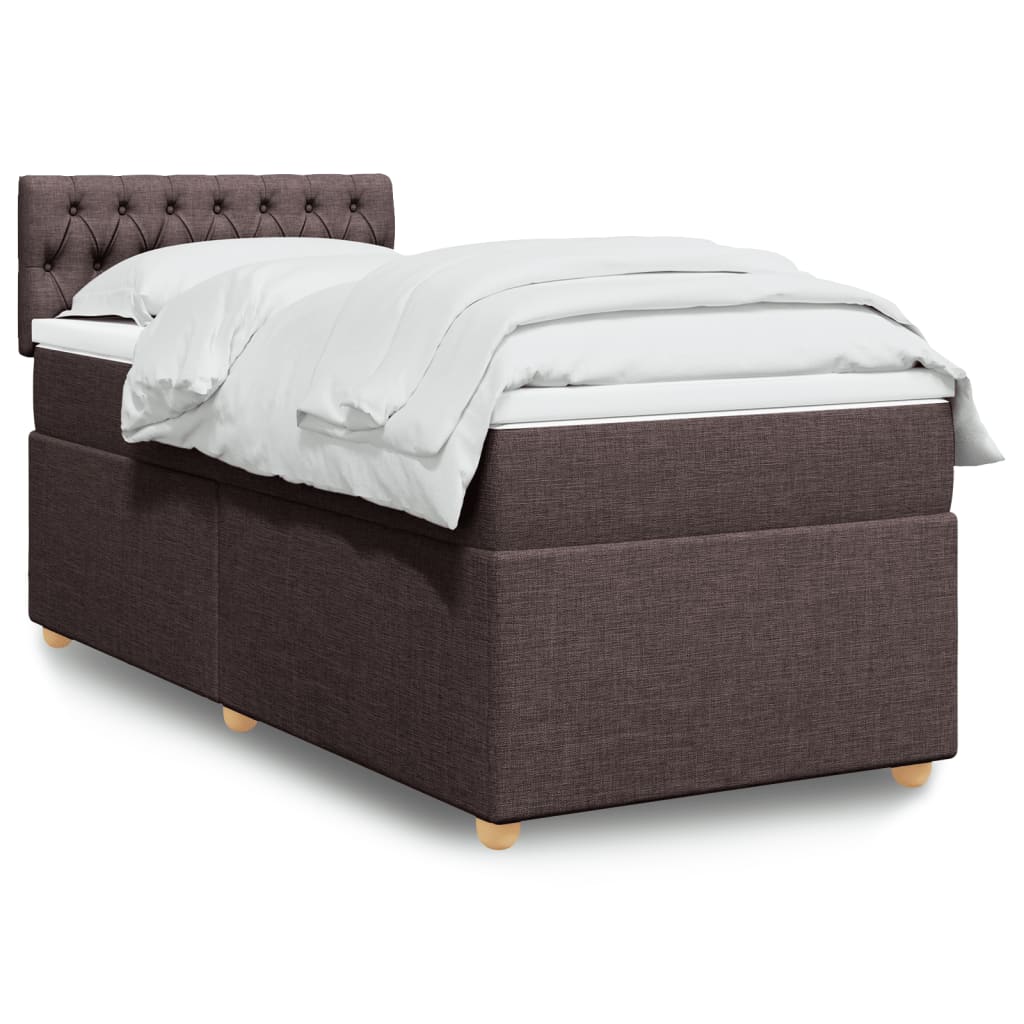 Boxspringbett mit Matratze Dunkelbraun 90×190 cm Stoff