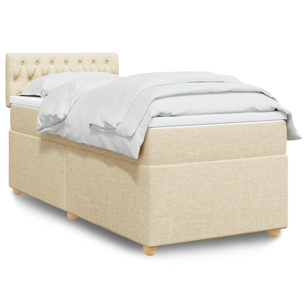 Kontinentalseng Med Madras Stof Farvet Creme - Med pynteknapper / 90 x 190 cm