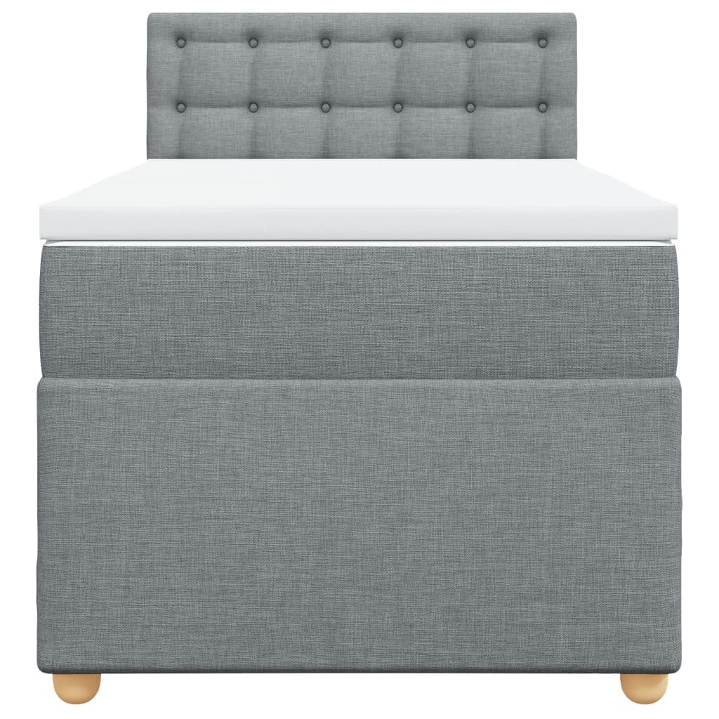 vidaXL Boxspring met matras stof lichtgrijs 90x190 cm grijs, foto 4
