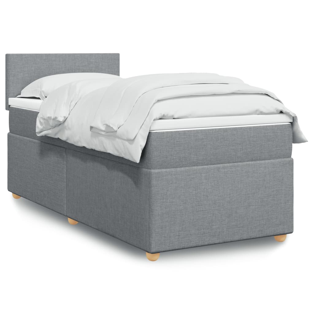 vidaXL Boxspringbett mit Matratze Hellgrau 90x200 cm Stoff