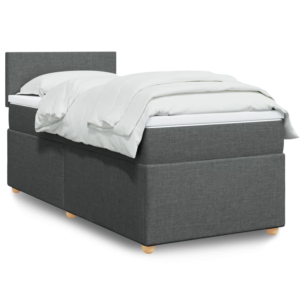 Boxspringbett mit Matratze Dunkelgrau 90×200 cm Stoff