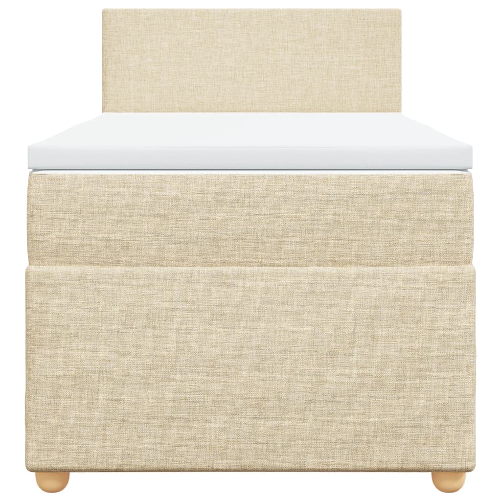 vidaXL Boxspring met matras stof crèmekleurig 90x200 cm, foto 4