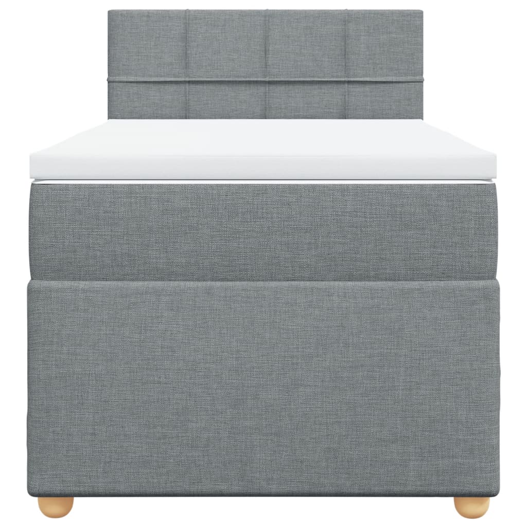 vidaXL Boxspring met matras stof lichtgrijs 90x200 cm grijs, foto 4