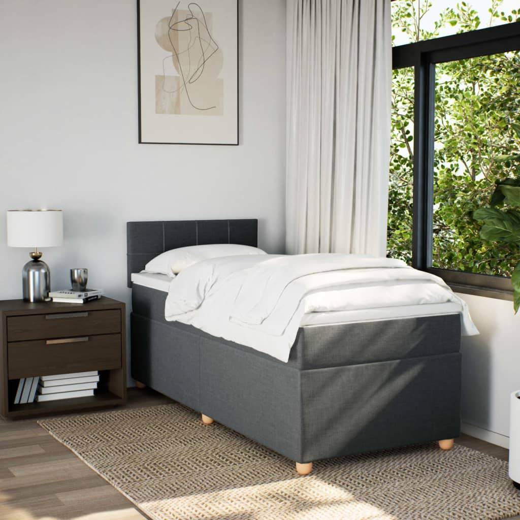 Thumbnail - vidaXL Boxspringbett mit Matratze Dunkelgrau 90x200 cm Stoff