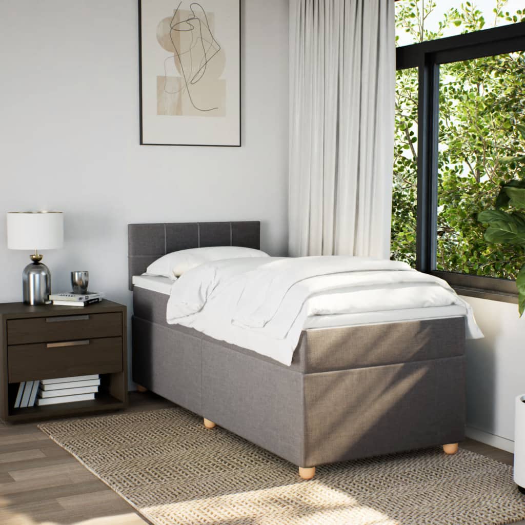 vidaXL Boxspring met matras stof taupe 90x200 cm afbeelding