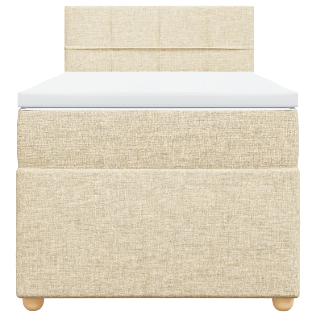 vidaXL Boxspring met matras stof crèmekleurig 90x200 cm, foto 4