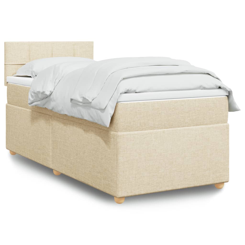 Boxspringbett mit Matratze Creme 90×200 cm Stoff