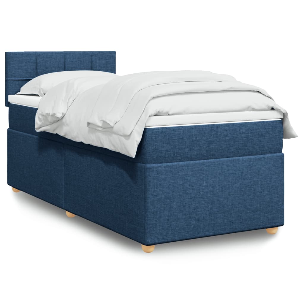 Boxspringbett mit Matratze Blau 90×200 cm Stoff