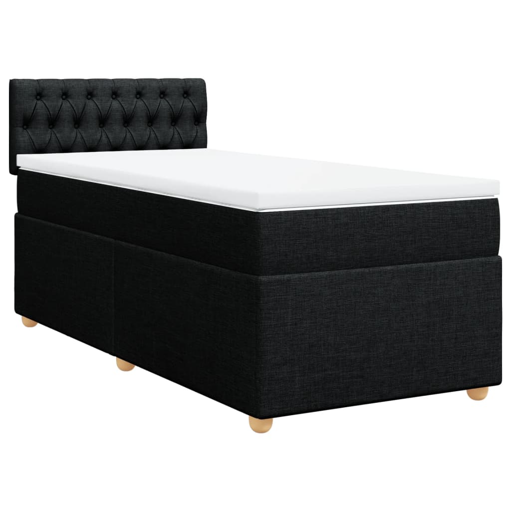vidaXL Pat box spring cu saltea, negru, 90x200 cm, textil