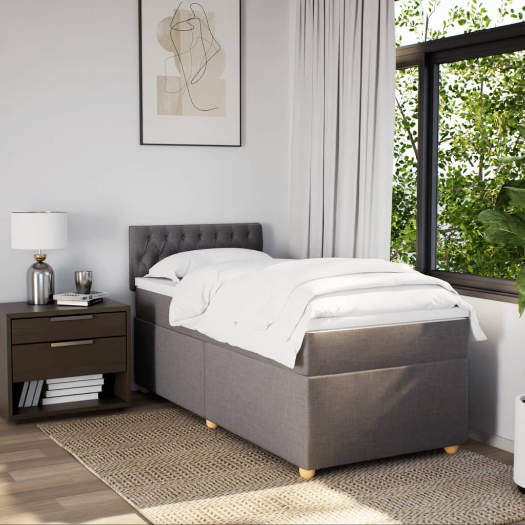 vidaXL Boxspring met matras stof taupe 90x200 cm afbeelding