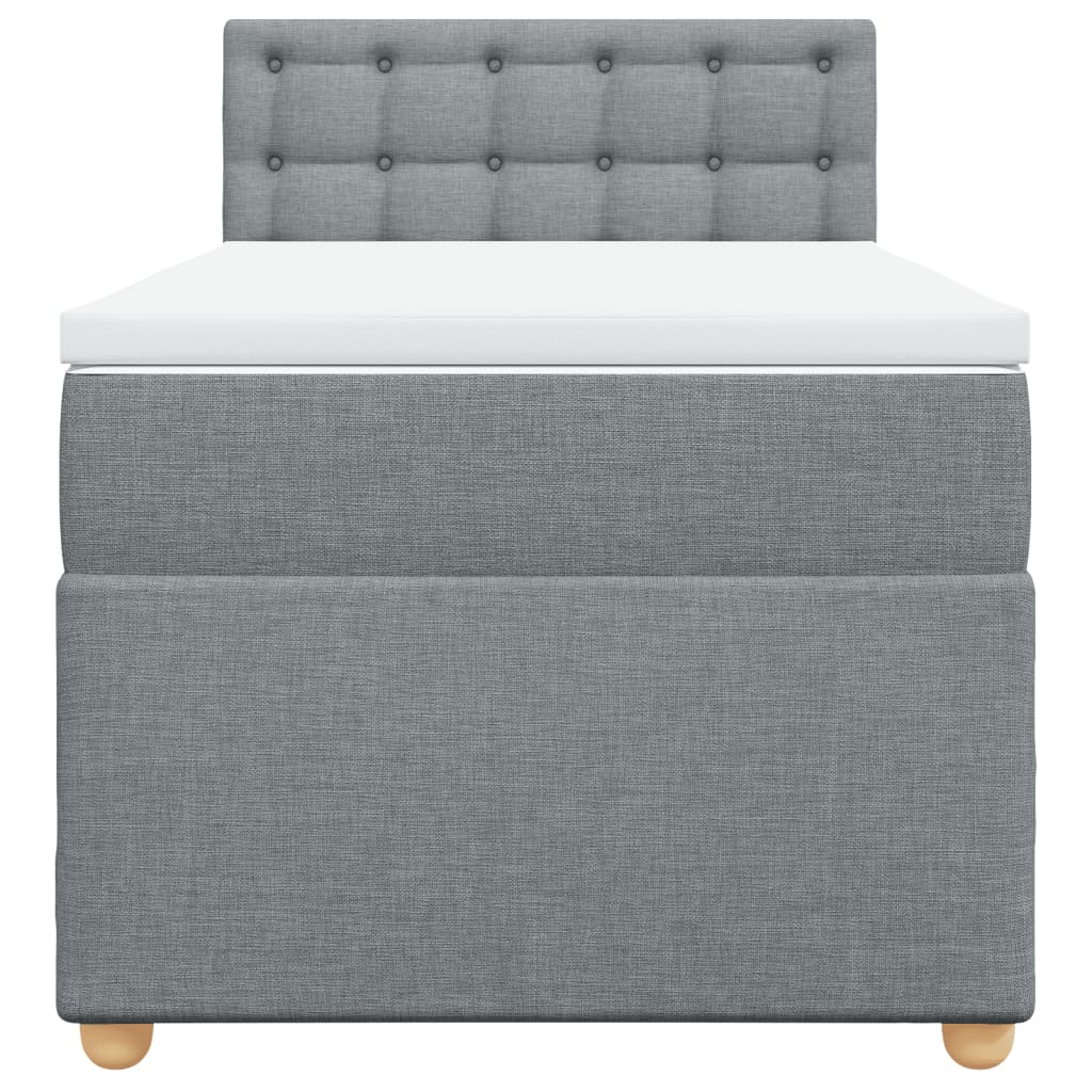 vidaXL Boxspring met matras stof lichtgrijs 90x200 cm grijs, foto 4