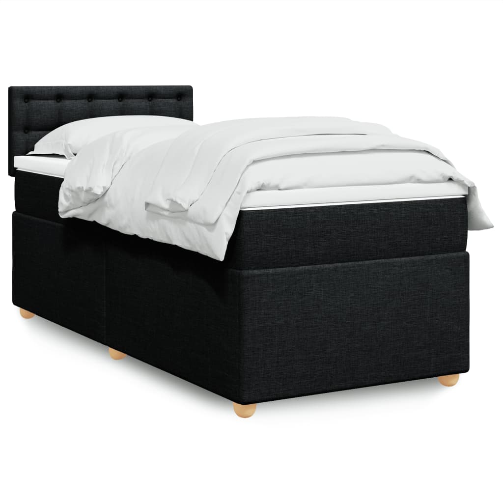 Kontinentalseng med madras og topmadras 90x200 cm - sort stof