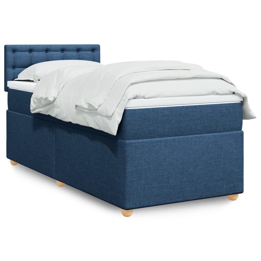 Boxspringbett mit Matratze Blau 90×200 cm Stoff