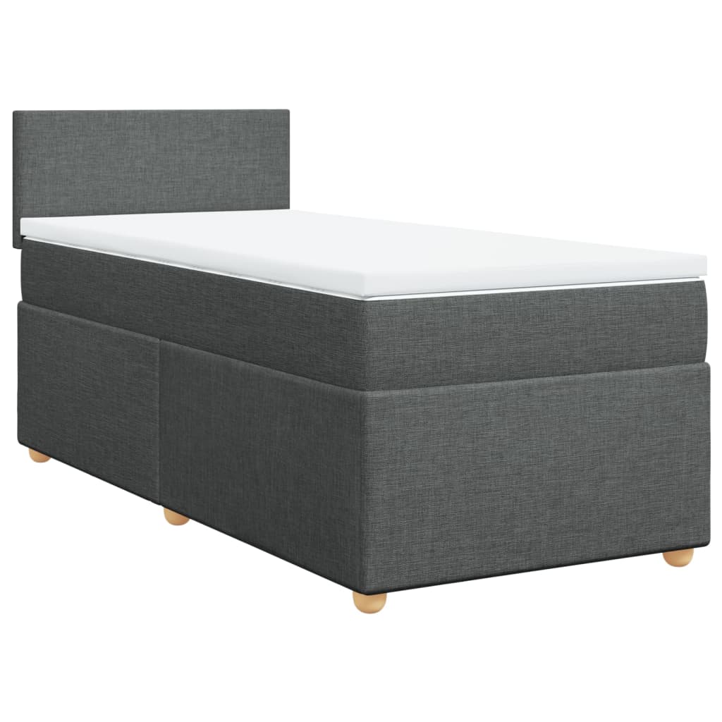 vidaXL Pat box spring cu saltea, gri închis, 100x200 cm, textil