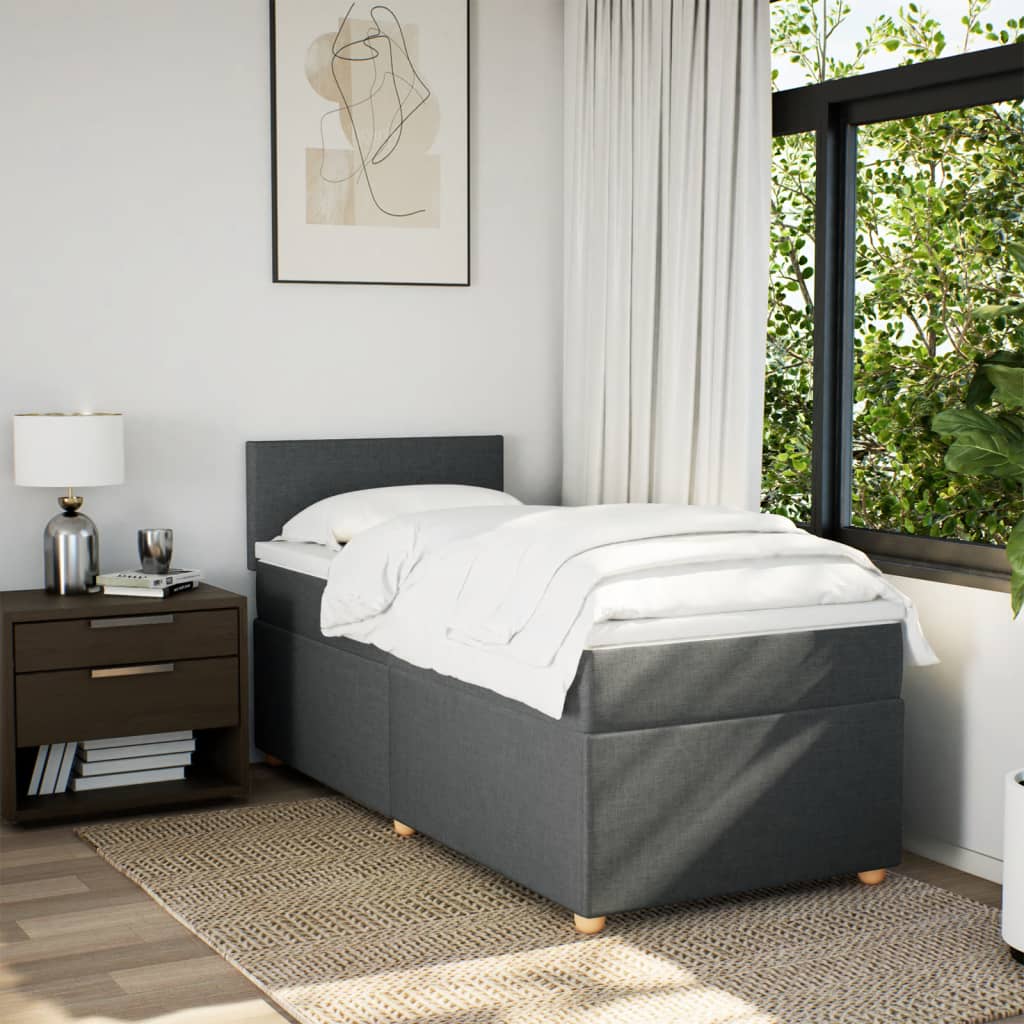 Thumbnail - vidaXL Boxspringbett mit Matratze Dunkelgrau 100x200 cm Stoff
